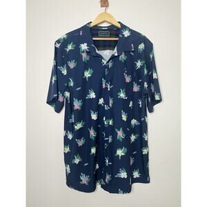 William Murray Golf Navy Blue Floral Button Up Short Sleeve Shirt Men's Size 2XL